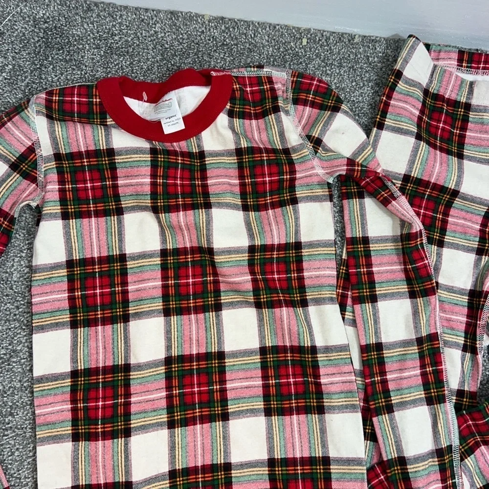 Hanna Andersson Long John Pajama Set Plaid Kids Pajamas - Red and Green size 14